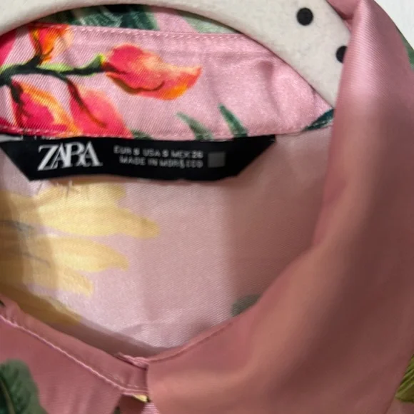 Zara Pink and Green Long Sleeve Resort Dress - Picture 6 of 12